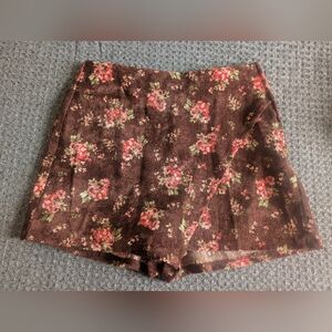 Brown Floral Knit Skort.